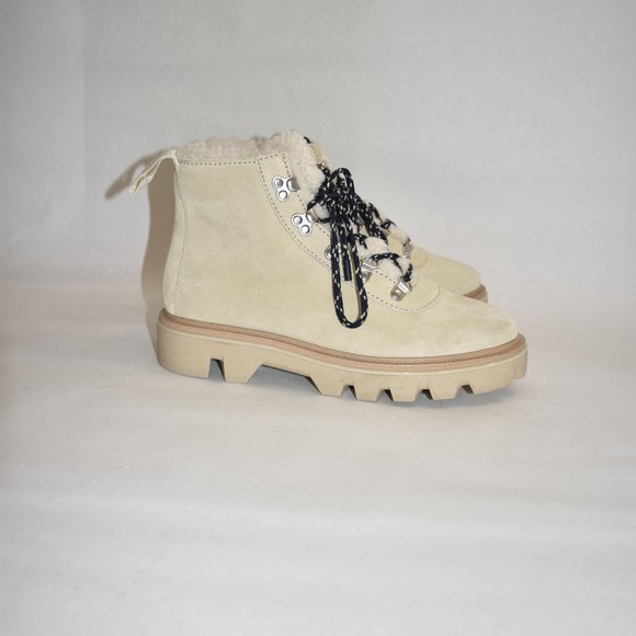 $650 RAG & BONE Natural Lace-up Shearling Ankle Boots COMBAT PLATFORM 39 (PA3) - Picture 2 of 10